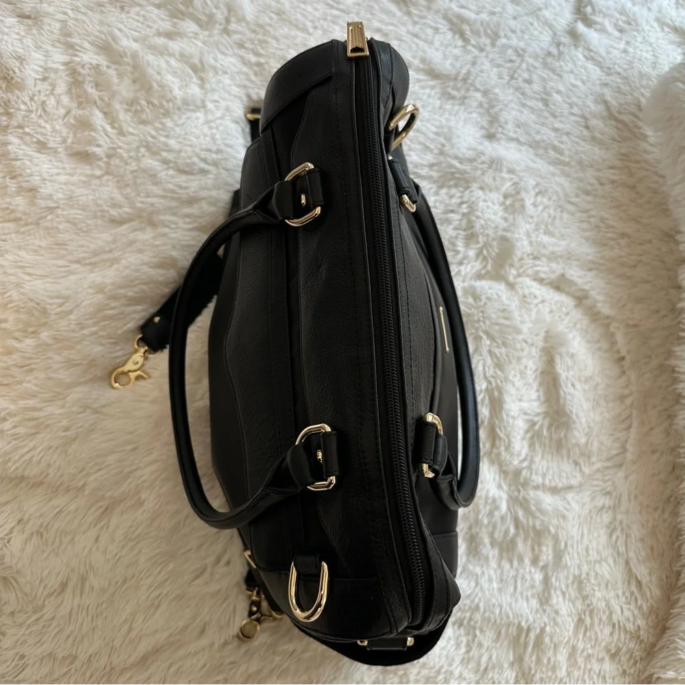 Rebecca Minkoff Knocked Up Black Leather Nylon Diaper Bag NWOT